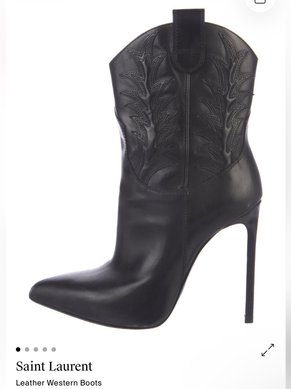 Saint Laurent Pointed Toe  Western Ankle Boots